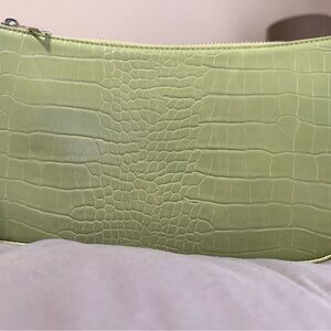 Lime Green Crocodile-Embossed Women's crossbody